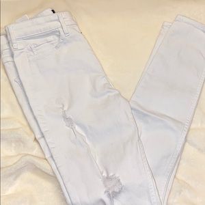Hollister white ripped skinny jeans